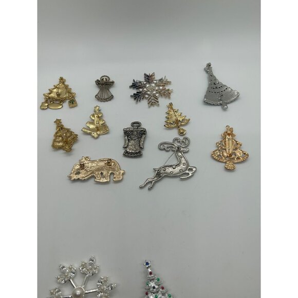 Christmas Brooch Lot Tree Pin Radko Eisenberg Avon Gerry Both Vintage Modern - Picture 13 of 16